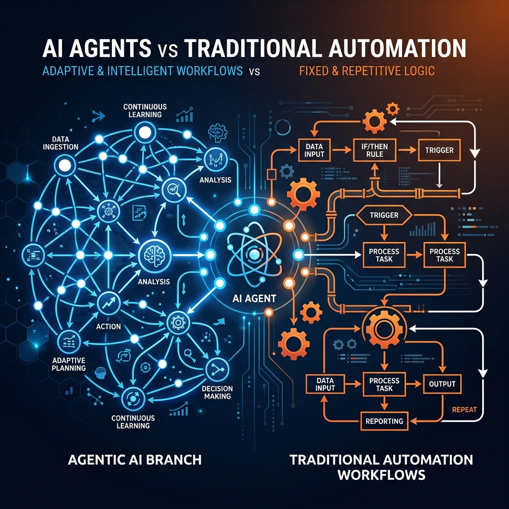 AI Agents vs Traditional Automation Workflows Comparison