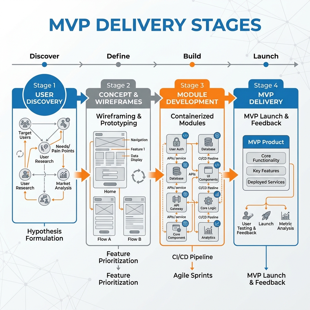 Minimum Viable Product MVP Delivery Stages Infographic